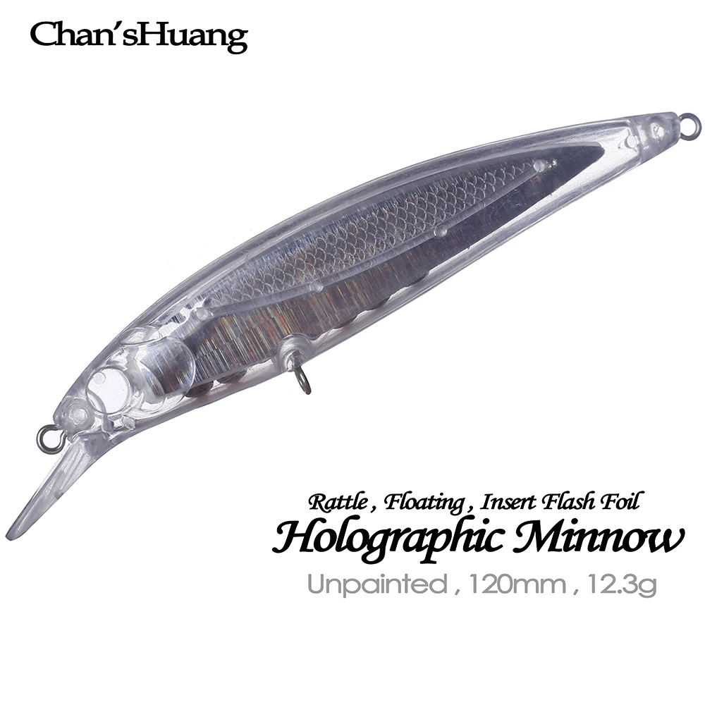 Chan'shuang 20pcs unbemalte Rohlinge Köder 110mm 12,3g schwimmende Elritze Folien klinge in Flash Body künstliche Angel köder Image