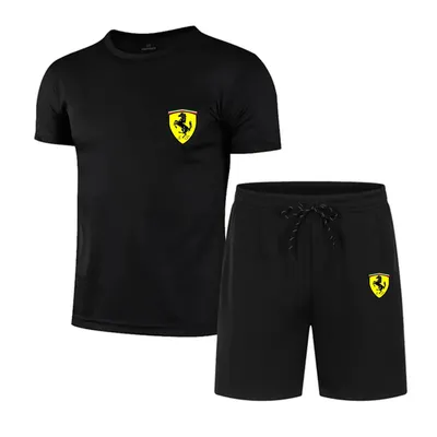 Men's casual fashion summer mesh suit Men's quick drying Breathable sports suit Short sleeve T-shirt