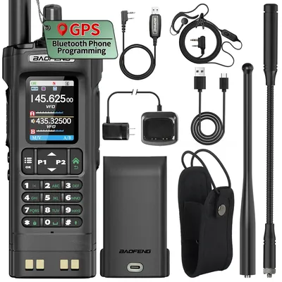 BAOFENG UV-32 GPS Walkie Talkie 10W Bluetooth Phone APP Programming Multi Band AM 1000CH Type-C Long Range for UV-5R Ham Radio