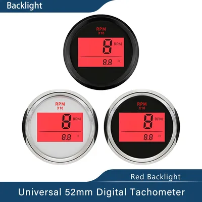 New Marine 52mm Digital Tachometer Car Truck Boat Tacho Gauge with Hourmeter Waterproof 0-999RPM