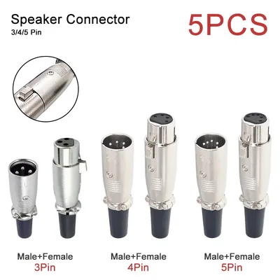 5PCS 3P 4P 5P Japan Style XLR Microphone Audio Plug 3/4/5 Pin Male Female Connector Cannon Mic