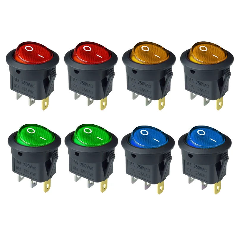 4 Pz 12 V/220 V Led Interruttore 16A 12 V Interruttore di Alimentazione Della Luce Auto Pulsante ON/OFF 3pin Rotondo Interruttore A Bilanciere KCD1