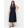 Cocktailkleid SHEEGO "Große Größen", Damen, Gr. 54, Normalgrößen, blau (marine), Obermaterial: 97% Baumwolle, 3% Elasthan;Futter: 95% Polyester, 5% Elasthan;Unterteil: 100% Polyester;Spitze: 100% Polyester, unifarben, elegant, figurumspielend...