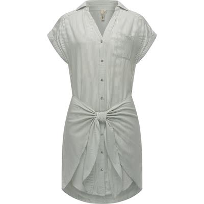 Blusenkleid RAGWEAR "Bahaya Stripe", Damen, Gr. XXL (44), Normalgrößen, grün (hellgrün), 100% Viskose, modisch, figurumspielend ca. Mitte Oberschenkel, V-Ausschnitt, Kurzarm weit Umschlagbund, Kleider, gestreiftes Damen Sommerkleid mit Bindeband Image