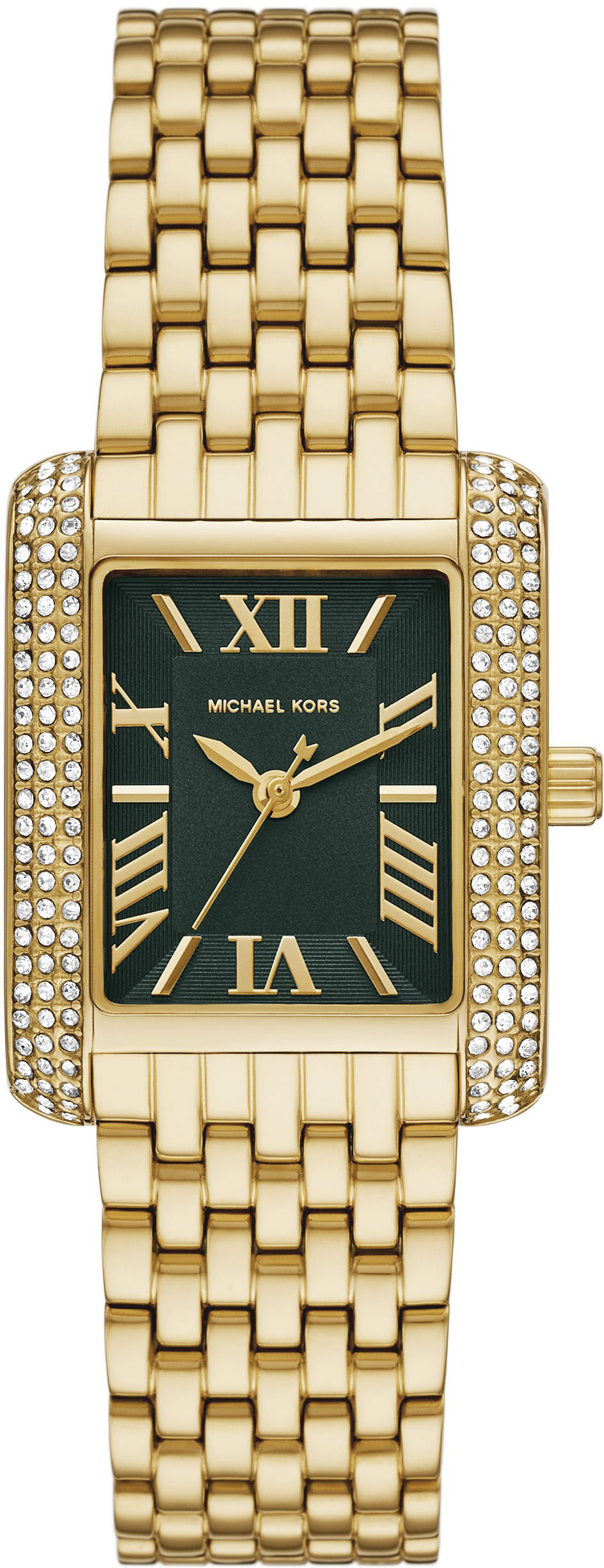 Quarzuhr MICHAEL KORS "EMERY", gold (goldfarben, dunkelgrün), Armbanduhren, Damen, Quarzuhr, Armbanduhr, Damenuhr, analog, Edelstahlarmband