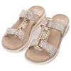 Pantolette ARA "TAMPA", Damen, Gr. 43, silber (sand, silberfarben), Veloursleder, metallic, sportlich, Schuhe, Keilabsatz, Sommerschuh, Schlappen mit Schmuckelement, G-Weite, Topseller