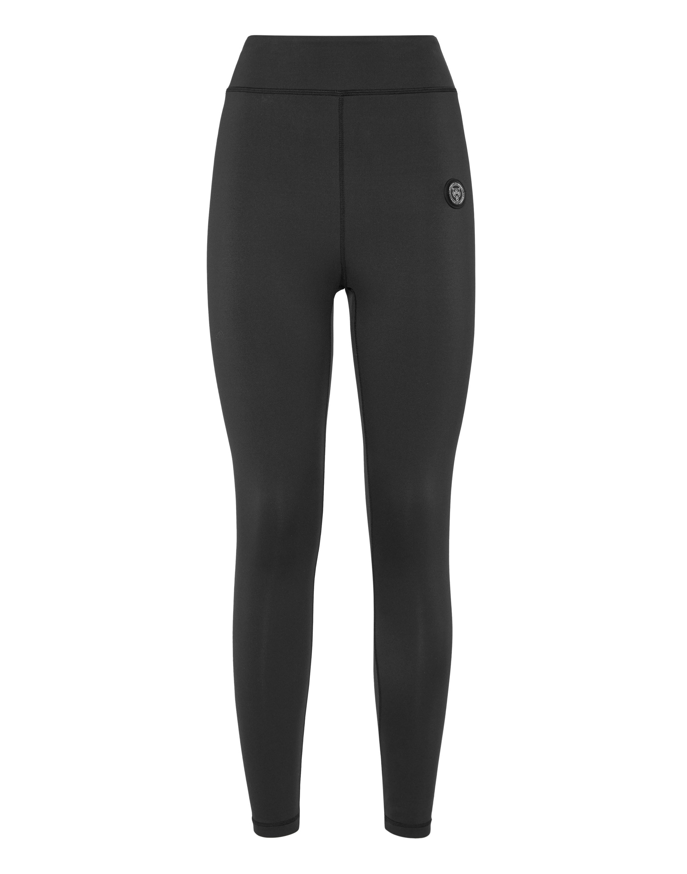 Leggings PLEIN SPORT "Scratch", Damen, Gr. M, US-Größen, schwarz (02, schwarz), Obermaterial: 65% Polyamid, 35% Elasthan, Hosen Leggings