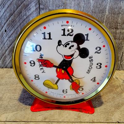 Disney Other | Vintage Bradley Disney Mickey Mouse Animated Alarm Clock Rocking Legs Working | Color: Red | Size: Os