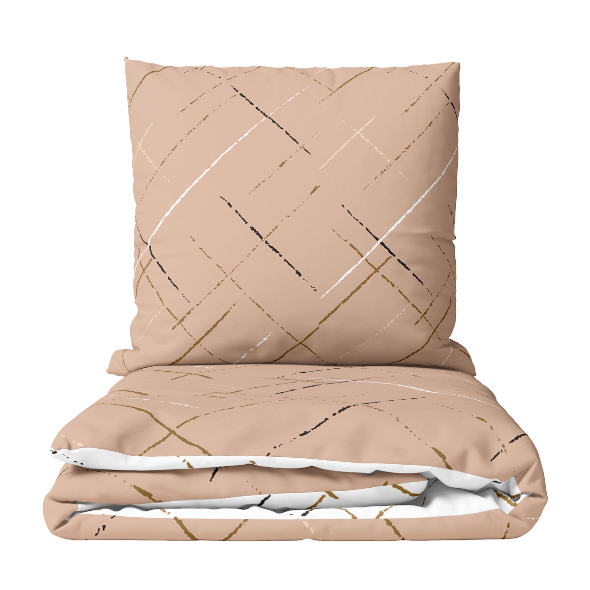 Leonado Vicenti Bettwäsche Baumwolle 200x200 cm Wendeseite Streifen Beige Kissenbezug 80x80 cm Pflegeleicht mit Reißverschluss Image