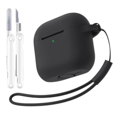 TEMU 2024 For Airpods 4 Case With Cleaner Kit & Lanyard - Soft Silicone Protective Cover, Anti-fall Design, For Airpods Image