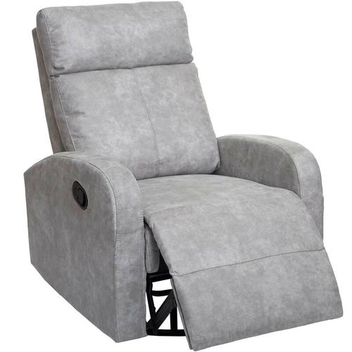 Fernsehsessel HHG 325 Premium, Relaxsessel Schaukelstuhl Wippfunktion, drehbar Stoff/Textil hellgrau