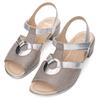 Sandalette ARA "LUGANO", Damen, Gr. 6,5, grau (grau, silberfarben), Veloursleder, Glattleder, metallic, klassisch, Schuhe, Festtagsschuh, Glitzersandale, Kitten Heel mit Blockabsatz, H-Weite
