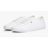 Sneaker TOMMY HILFIGER "CANVAS LACE UP SNEAKER", Damen, Gr. 39, weiß, Baumwolle, unifarben, sportlich, Schuhe, Freizeitschuh, Halbschuh, Schnürschuh mit gestickter Logoflagge, Topseller