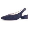 Slingpumps GABOR, Damen, Gr. 38,5, blau (nachtblau), Ziegenveloursleder, unifarben, elegant, Schuhe, Blockabsatz, Abendschuh, Sommerschuh mit elastischem Riemchen
