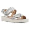 Sandale GEOX "J SANDAL COSTAREI GI", Kinder, Gr. 24, silber (silberfarben), Synthetik, metallic, festlich, Schuhe, Plateau Sandale, Keilsandale mit Glitzer