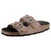 Pantolette VERBENAS "Randell Serraje Tachas", Damen, Gr. 37, grau (taupe), Leder, casual, Schuhe, Sommerschuh, Schlappen, Hausschuh mit zwei verstellbaren Schnallen