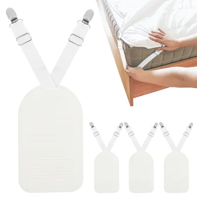 4Pcs Bed Sheet Holders With Pressure Plate Adjustable Length Bed Sheet Straps Bed Sheet Clips Suspender for Mattress Covers Sofa