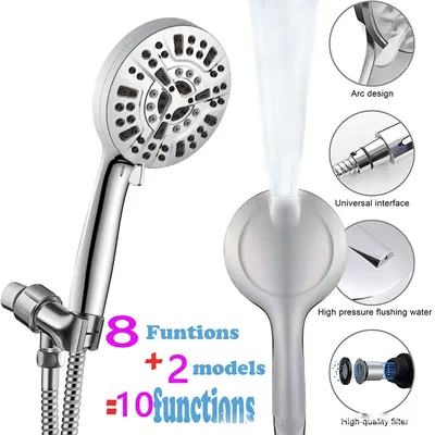 New 10 Function High Pressure SPA Adjustable Shower Head Water Saving Handheld Shower Nozzle Rack Hose Bathroom Accessories set