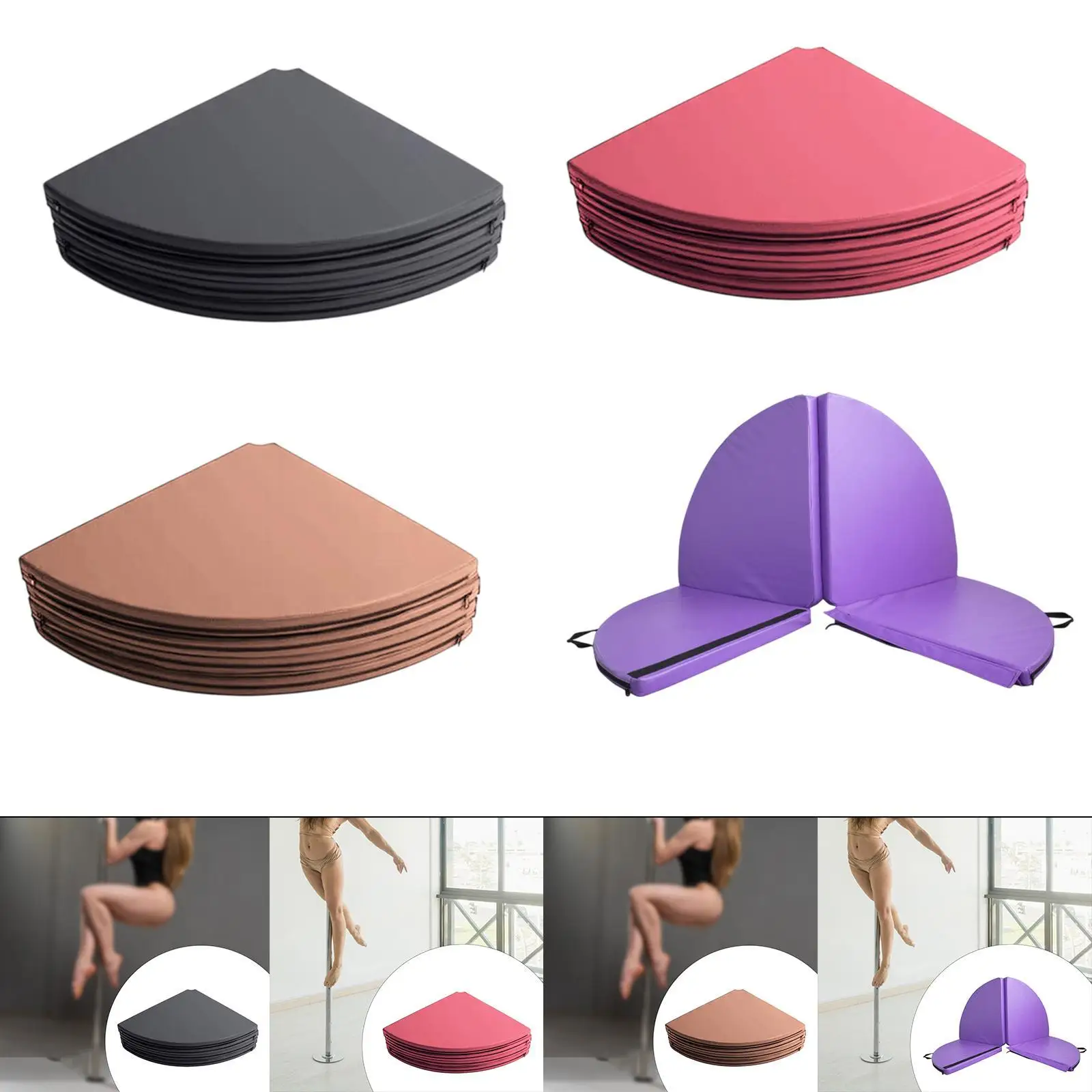 Foldable Yoga Mat Folding Pole Dance Mat Gymnastics Lightweight Convenient Workout Mat Yoga Pad for Pilates Workout Studio