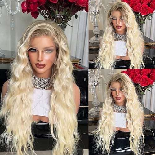 Unbehandeltes Echthaar 5x5 Verschluss 13x4 Spitzenfront Perücke Stufenschnitt Brasilianisches Haar Natürlich gewellt Blond Perücke 130% 150% Haardichte Ombre-Haar Natürlicher Haaransatz 100