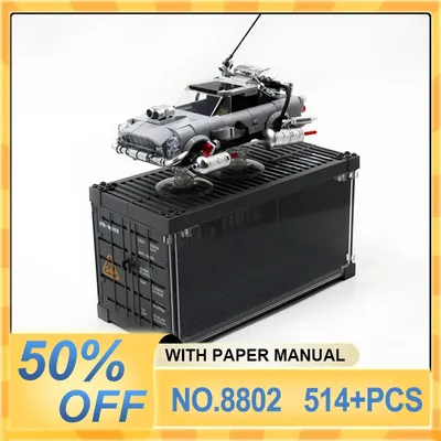 MOC 8802 Technischer schwimmender Auto-Baustein, Supersportfahrzeug mit Behälter, Ziegelmontage, 3D-Spielzeug, Weihnachtsgeschenk für Kinder Image