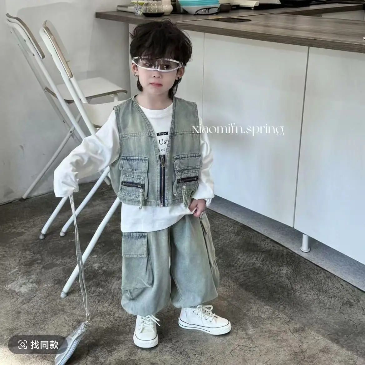 Koreanische Kinder Set Outfits Frühling Herbst Kleidung Set für Baby Jungen Kostüm Denim Weste Lange Ärmeln T-shirt Jeans 3Pcs Anzug 2-10Y Image