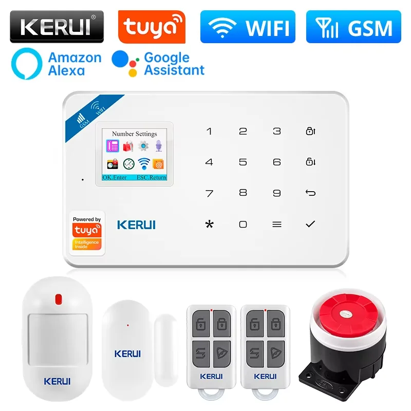 KERUI W181 WIFI GSM Alarm System Kit mit Tür/Fenster Sensor für Home Security Unterstützung Alexa Tuya Smart APP Fernbedienung Image