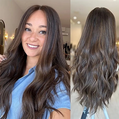 brasilianisches Remy-Menschenhaar, 5 x 5 Spitzenperücken ohne Kleberverschluss, gewellte, farbige 13 x 4 Spitzenfrontperücke mit vorgezupftem Babyhaar für Frauen Image