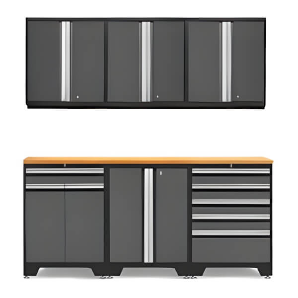 NewAge Garage Cabinets PRO Grey 7-Piece Workbench Set with Bamboo Top