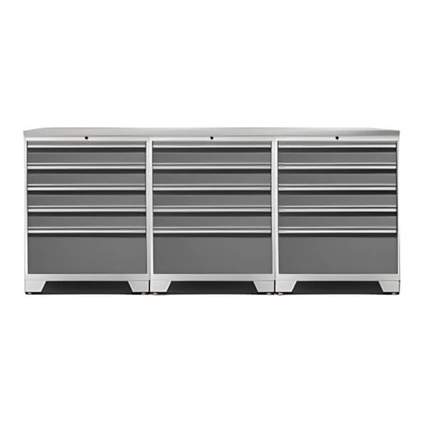 NewAge Garage Cabinets PRO Platinum 4-Piece Workbench Set with Stainless Steel Top