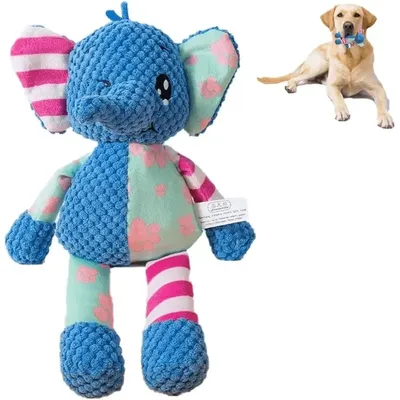 Best Pet Supplies Hunde-Plüschtier/langlebiges Plüschtier mit Knisterstruktur/mehrfarbiges Premium-Design/niedliches Hundespielzeug in Elefantenform