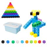 BAELLERT 100/150/200/300/400Pcs Building Block Toy Colorful Stacking Building Brick Math Manipulatives Counting Learning Educational Cube Toddlers Boys Girls Gift