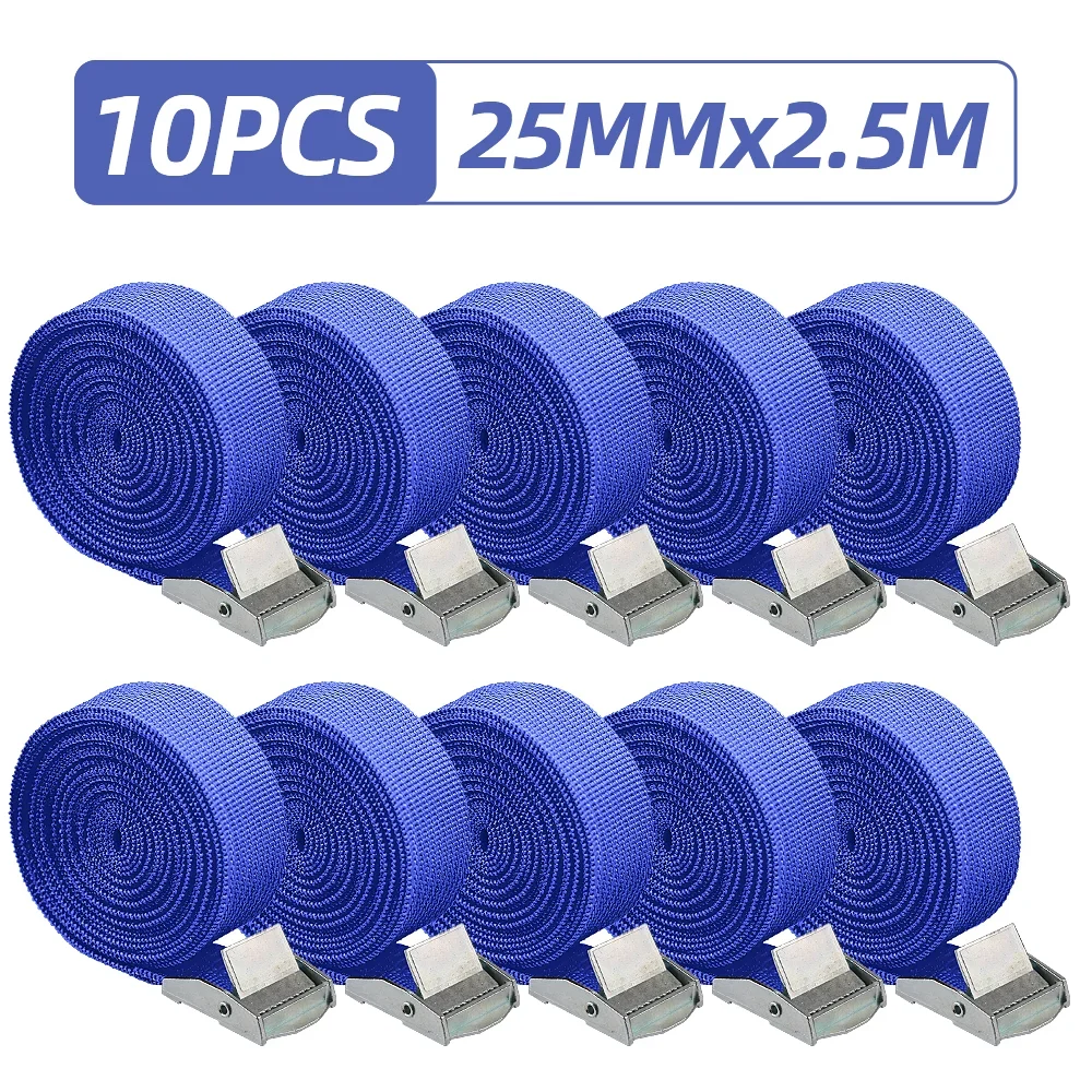 10 Stück wiederverwendbare Schnallen-Umreifungsbänder – verstellbare Nockenschloss-Gurte aus rostfreier Legierung für sichere Befestigung Image