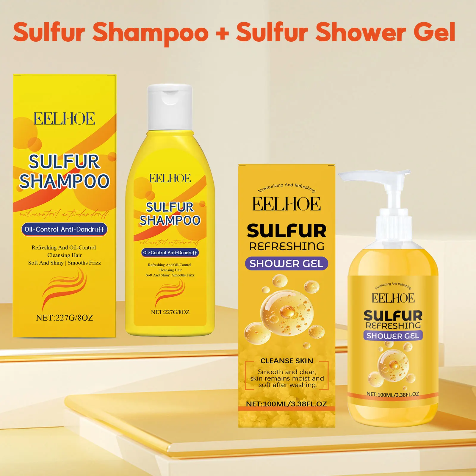 Schwefel-Shampoo, Ölkontrolle, Tiefenreinigung der Kopfhaut, Anti-Schuppen-Peeling, frisch, verbessert die Trockenheit der Haut für feuchtigkeitsspendende Körperwäsche Image