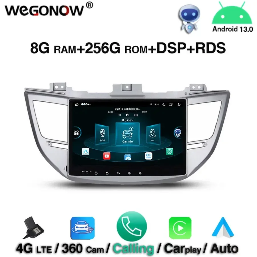 Für Hyundai TUCSON IX35 2015 2016 2017 360 kamera DSP 10,1 "Android 13,0 8 Core 8G + 256G Auto DVD Player GPS karte Radio wifi BT5.0 Image