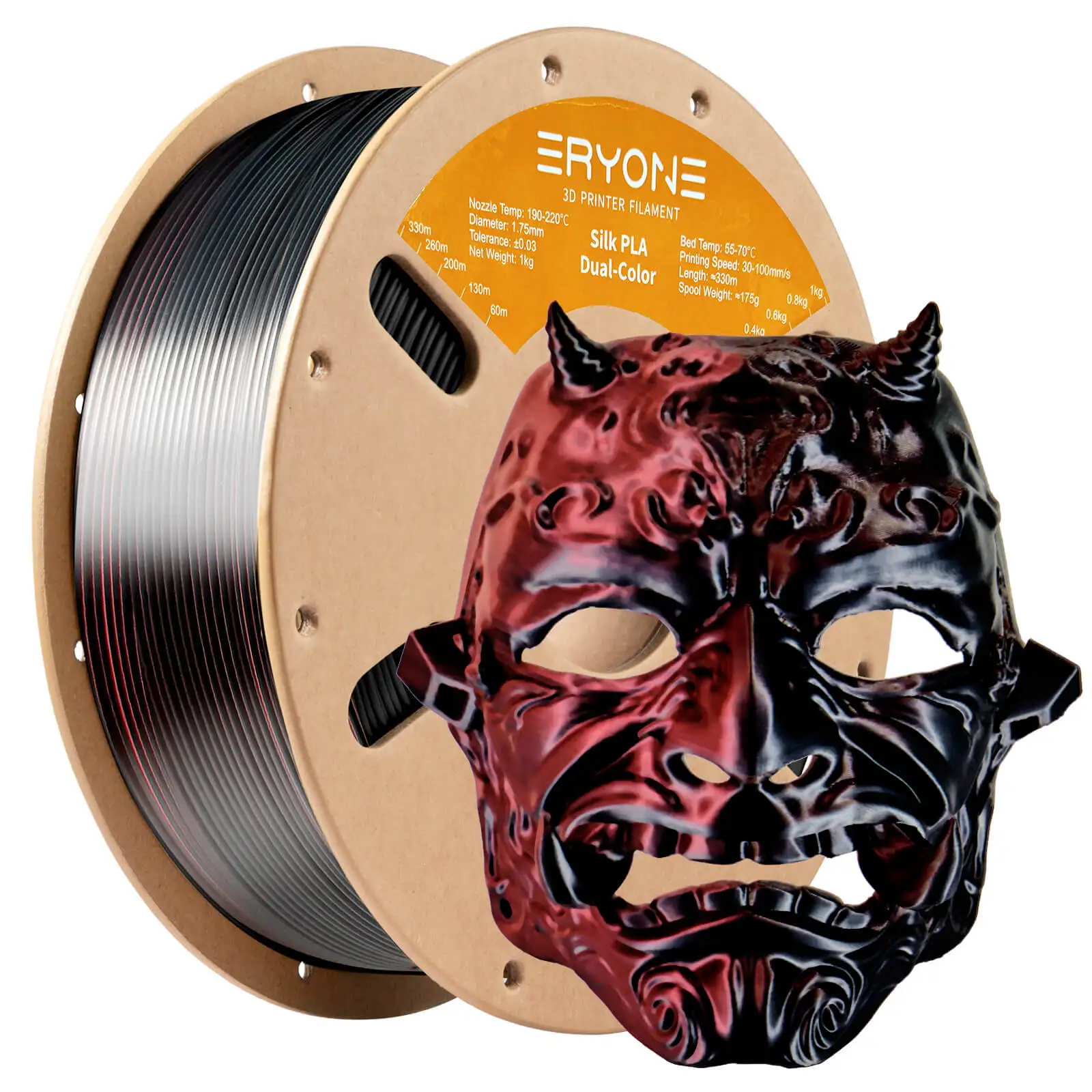 ERYONE 3/5/10 kg zweifarbiges Seiden-PLA-Filament, 3D-Druck, mehrfarbig erhältlich, Durchmesser: 1,75 mm, Toleranz: +/- 0,03 mm, 1 kg/Spule Image