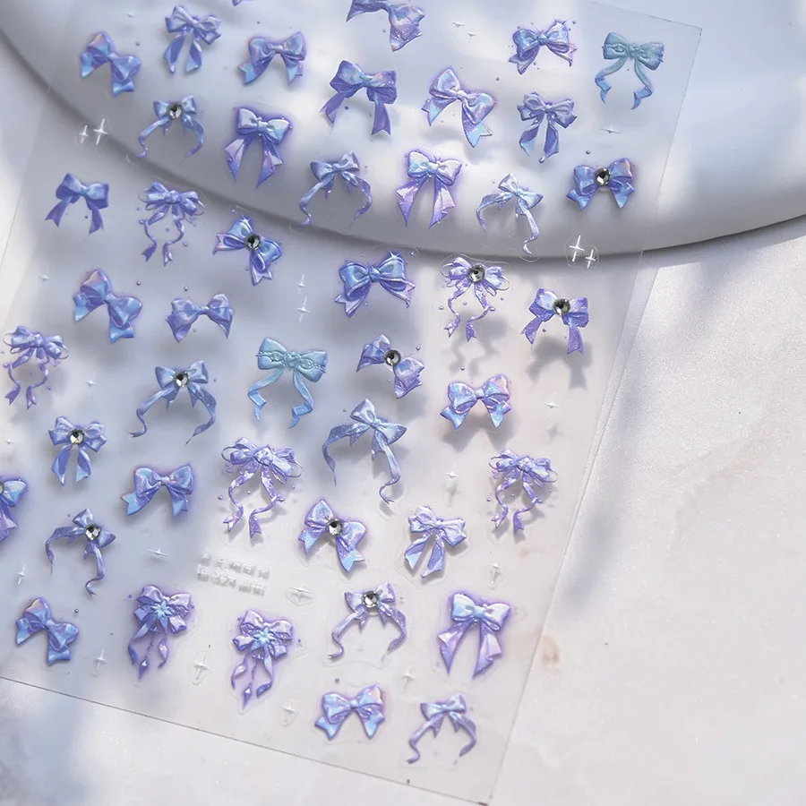 1 Stück 5d bunte Aurora Bogen Nail Art Aufkleber Kawaii Band Bogen Kleber Nagel Dekoration Slider Aufkleber Nail Art Aufkleber Image