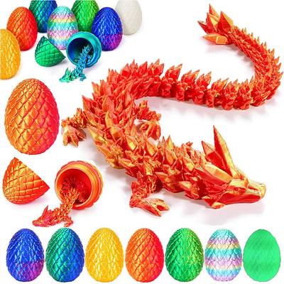 Easter 3D Printed Dragon Egg, Mystery Crystal Dragon Egg Fidget Toys Surprise, Easter Eggs Articulated Crystal Dragon Eggs with Dragon Inside