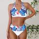 Per donna Costumi da bagno Bikini Tankini Due pezzi Birichino Costume da bagno A V scollato Push-Up Lavorato a maglia Vacanza Tropicale Floreale Blocco di colori Tuffo Senza Maniche Costumi da bagno