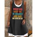 Abito MINI da Donna GOD Maglietta Abito Abito da Sole Abito A Linea Abito Fit e Flare Vacanza Casual Mare Quotidiano Vestibilità Larga Lettere Senza Maniche Collo a U Verde Chiaro Blu Grigio Chiaro