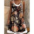 Per donna Mini Abito Vestito T-Shirt Vestito Estivo Abito a trapezio Vacanza Casual Spiaggia Quotidiano Vestibilità regolare Floreale Senza Maniche Collo a U Nero Rosso Blu marino Blu Estate