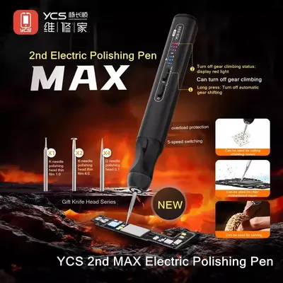 YCS 2nd MAX Electric Polishing Pen for Mobile Phone Maintenance Five Gear Motherboard Chip CPU