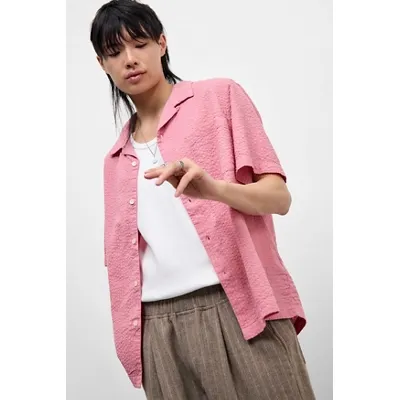 Loom Pink Seersucker Shirt - Red L at Urban Outfitters