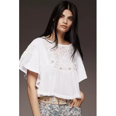 Maeve Short-Sleeve Embellished Swing Top