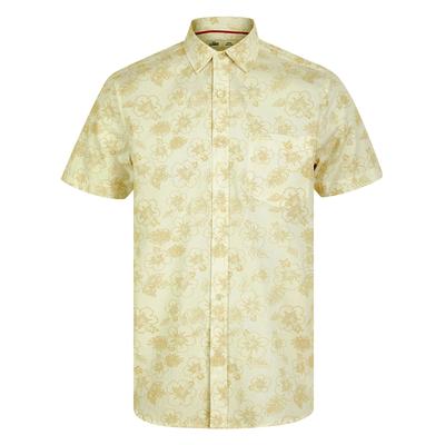 Shirts Hibisco Tropical Print Short Sleeve Cotton Hawaiian Shirt in Snow White / M - Tokyo Laundry
