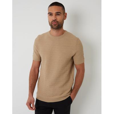 Threadbare Men's Brown Textured Knitted T-Shirt