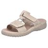 Pantolette RIEKER, Damen, Gr. 41, beige (hellbeige), Lederimitat, klassisch, Schuhe, Sommerschuh, Strandschuh mit regulierbaren Klettverschlüssen
