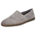 Slipper RIEKER, Herren, Gr. 44, grau, Veloursleder, unifarben, casual, Schuhe, Schlupfschuh, Casual-Slipper, Mokassin mit Perforation