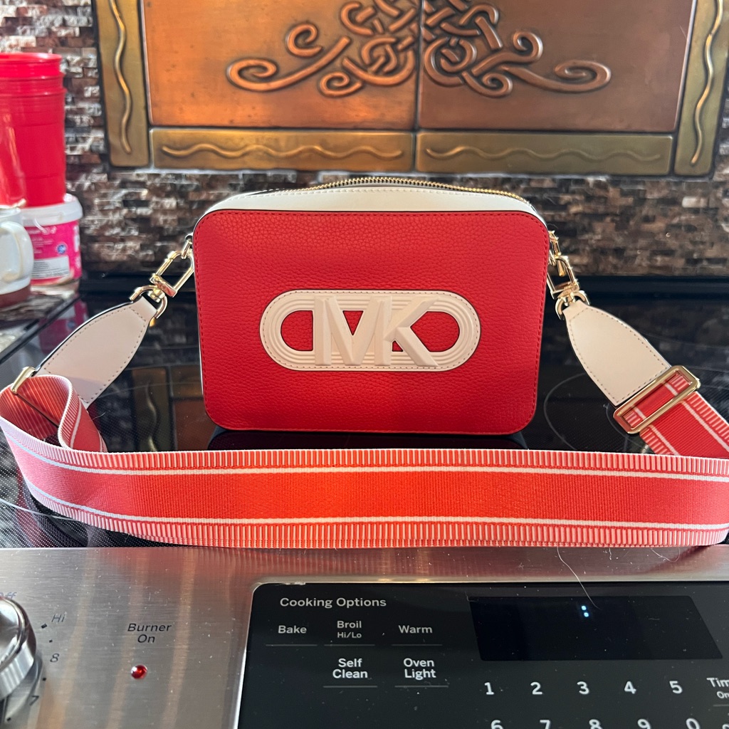 Michael Kors Bags | Coral Mk Women's Crossbody Bag | Color: Red/White | Size: 8”X6”X2.5”