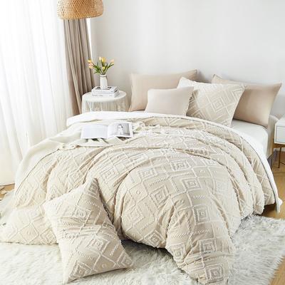TEMU Tufted Boho Geometric Vintage Reversible Bedding Set Made Of Microfiber Shabby Chic Bohemian Duvet Cover With Zipper And Pillowcase 80x80cm Image